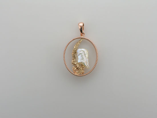 Image sur Pendentif en or jaune et rose 10KT avec perle