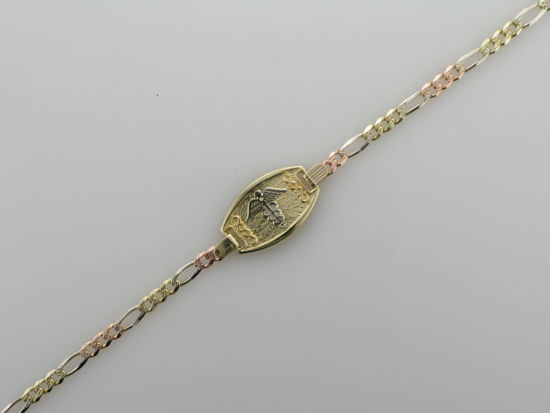 Image sur Bracelet médical Figaro 7 1/4" en or jaune, rose et blanc
