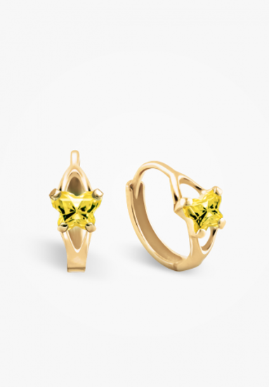 Image sur Boucles d'oreilles en or jaune 10KT et pierre du mois de novembre Collection Bfly