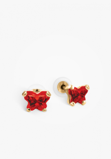 Image sur Boucles d'oreilles en or jaune avec pierre du mois de janvier Collection Bfly