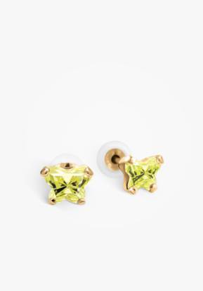 Image de Boucles d'oreilles en or jaune 10KT avec pierre du mois d'août Collection Bfly