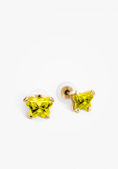 Image sur Boucles d'oreilles en or jaune avec pierre du mois de novembre Collection Bfly