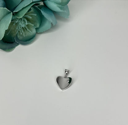 Image de Pendentif cœur en or blanc avec zircon cubique