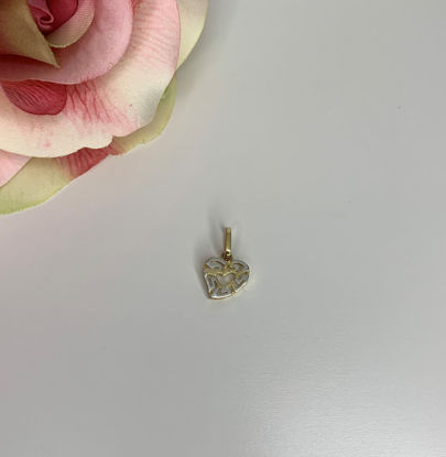 Image de Pendentif cœur en or jaune et blanc