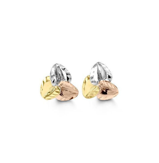 Image sur Boucles d'oreilles en or jaune, blanc et rose