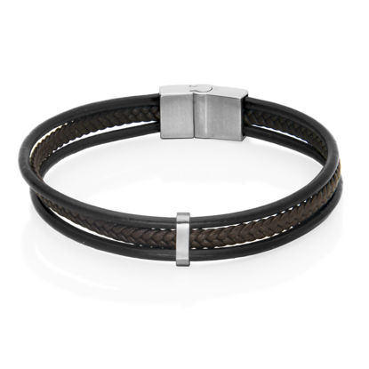 Image de Bracelet en cuir et acier inoxydable T1XG240385 de la Collection Steelx