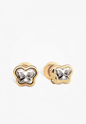 Image de Boucles d'oreilles en or jaune 14KT avec pierre du mois d'avril Collection Bfly