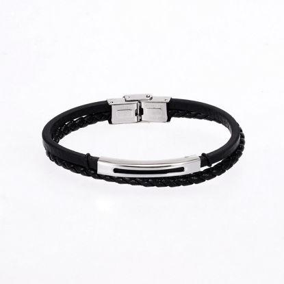 Image de Bracelet en cuir et acier inoxydable T1XF740183 de la Collection Steelx