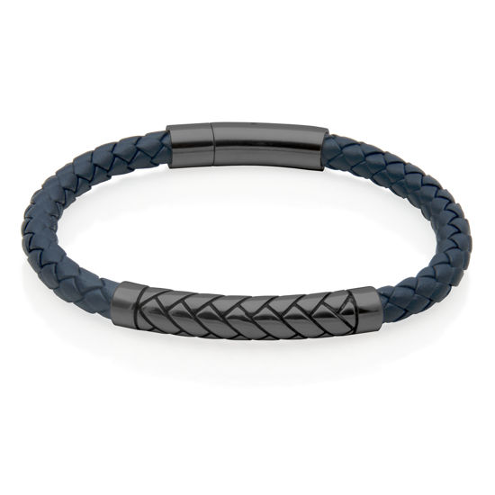 Image sur Bracelet en cuir bleu marine et acier inoxydable T1XF690485 de la Collection Steelx