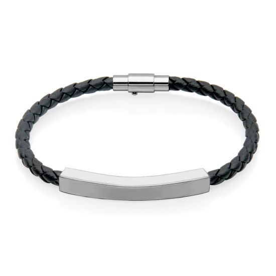 Image sur Bracelet en cuir noir et acier inoxydable T1XG230180 de la Collection Steelx